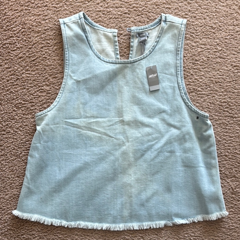Aria Light Blue Sleeveless Denim Top